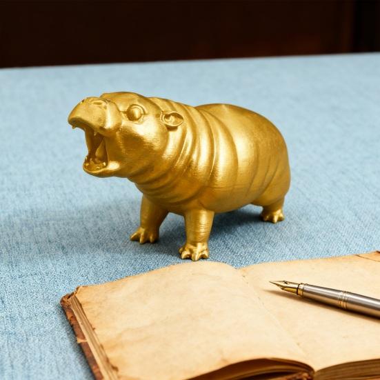 Simulation Hippopotamus Figurine Roaring Hippo Statue River Horse Sculpture Educational Toy Resin Animal Model Decoration Ornament