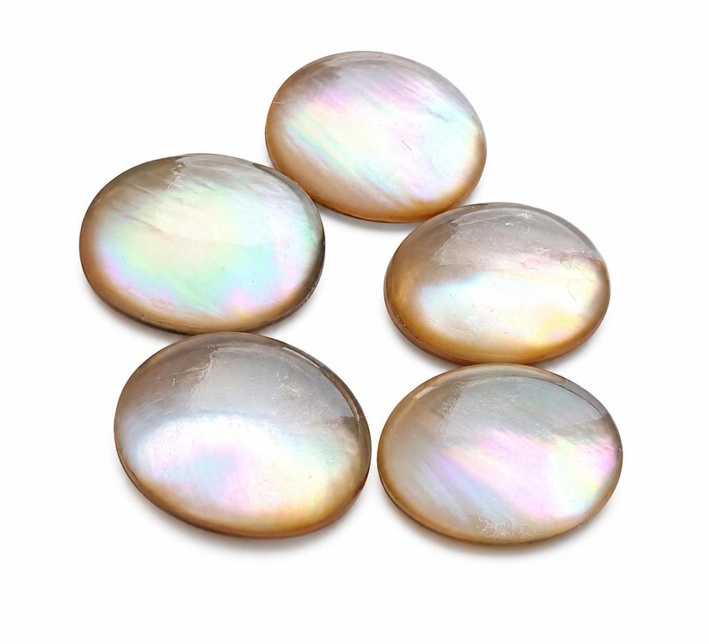 Rainbow Mother of Pearl Crystal Doublet Cabochon Gemstone | Calibrated Loose Gem for Jewelry Making