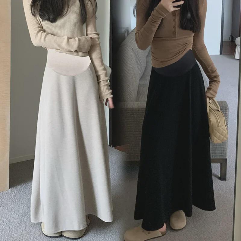 2024 Autumn & Winter Maternity Knitted High-Waist A-Line Skirt