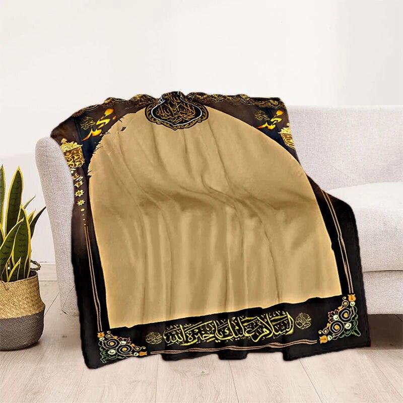 Müslüman Namaz HD Yumuşak Peluş Yatak Atma Karikatür Piknik Ince Battaniye Modern Flanel Battaniye Kapak Gedruckt Bettdecke Geschenk