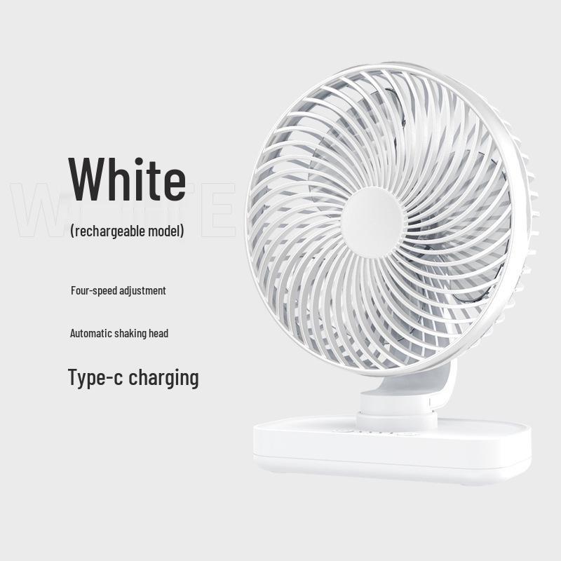 Portable Desktop Mini Fan: Large Airflow, Oscillating, Long Battery Life, Small USB Electric Fan for Office Use Long battery life 6-8 hours белый