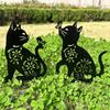 1/2Pcs Metal Cat Garden Decors Black Cat Silhouettes Outdoor Cat Stakes for Outdoor Animal Sculpture Decorations