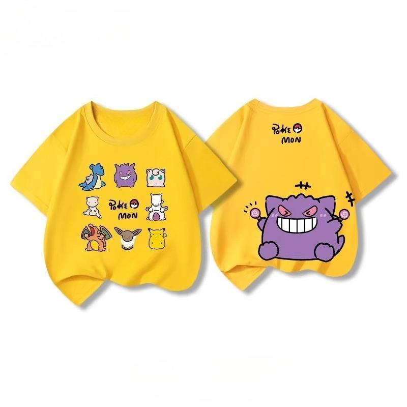 Potdemiel Summer New Pikachu Print Children's Cotton T-Shirt, Boys and Girls, Comfortable and Breathable Children's T-Shirt
