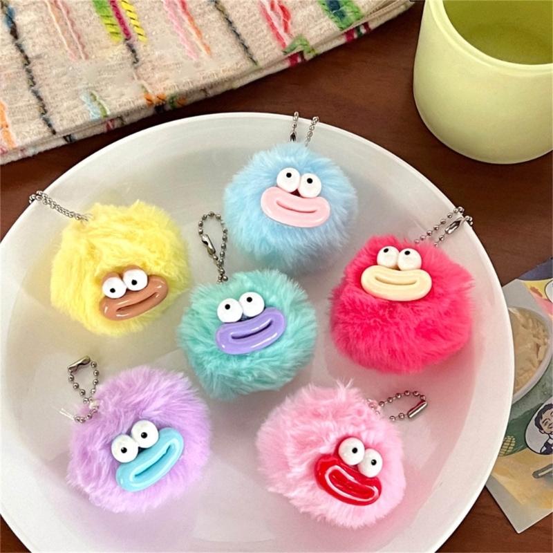 Cute Sausage Mouth Furry Balls Keychain Pendant Soft Plush Balls Bag Charm Backpack Ornament Fashionable Accessory Gift
