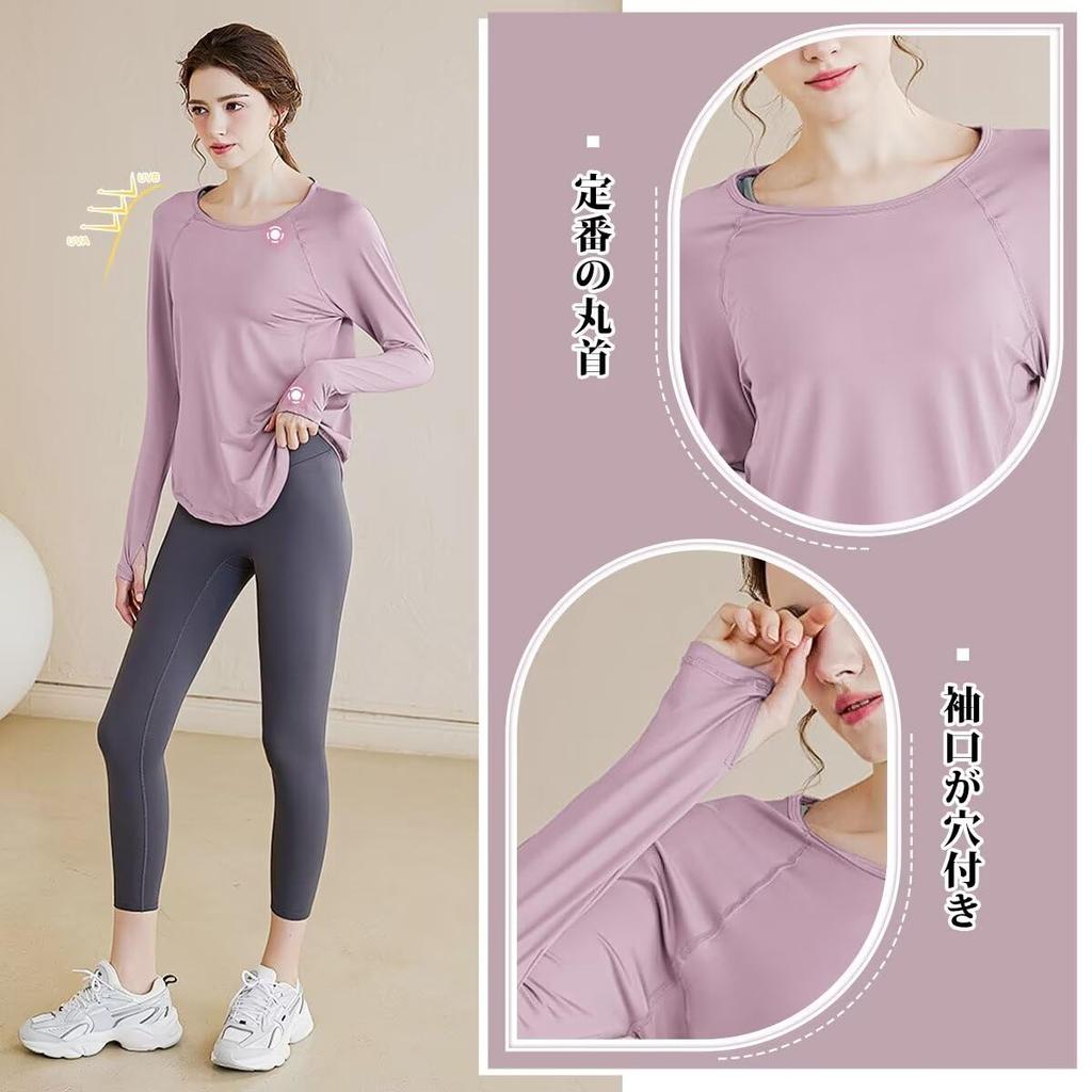 Rovidorx Long Sleeve Yoga Loose Fit with Thumb Perfect for Gym Wear and UV and Size Women's T-Shirt, Holes, Training, Protection, Sweat-Wicking,