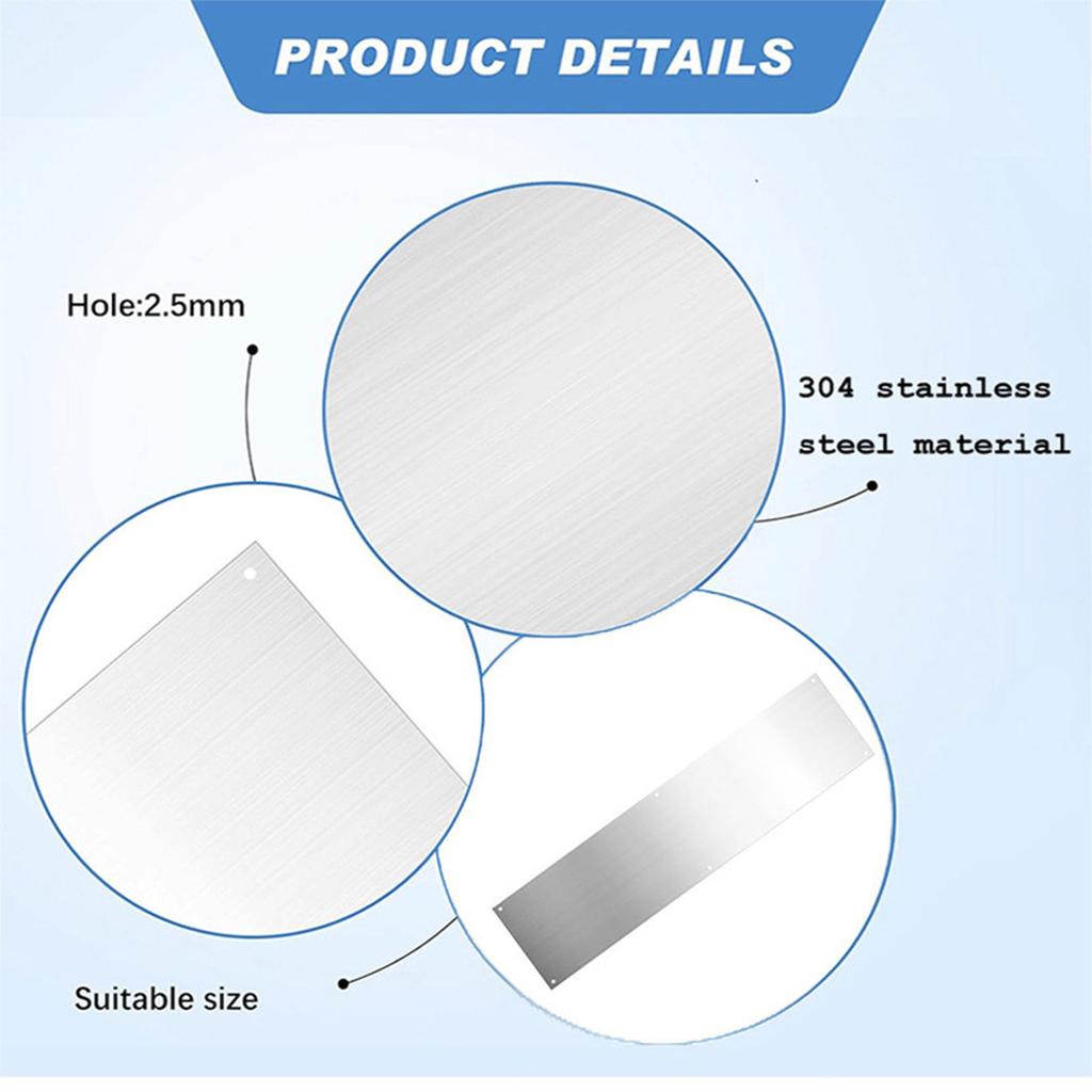 2pcs Door Push Plate Durable Metal Door Plate for Exterior Door Stainless Steel Kick Plates Enhances Protects Your Door