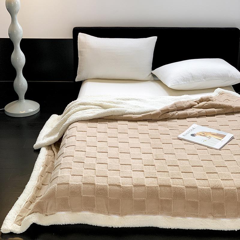 Sweet Ins-style Bow Blanket Thickened Lamb Fleece Home Nap Blanket Sofa Office Desk Autumn Winter