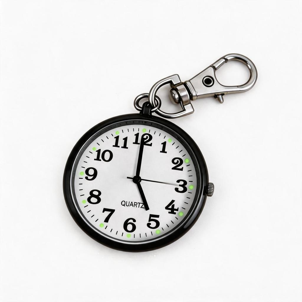 Keychain Pocket Watch Large Hanging Watch for Nurse Student Minimalist Luminous Clear Dial Old Man Quartz Pendant Watch Gift