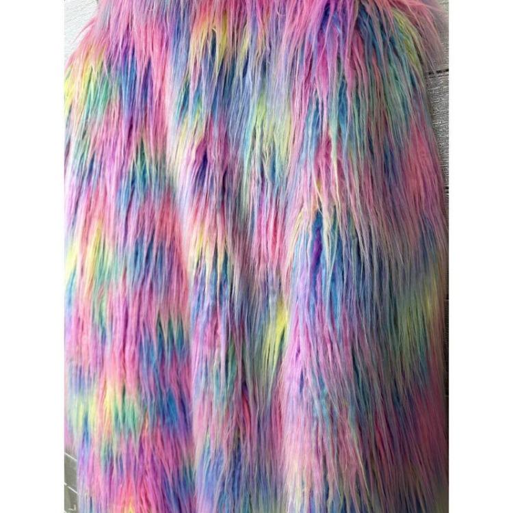 Winter Women's Imitation Fur Coat Fluffy Beach Wool Jacquard Colored Extended Suit Collar Jacket