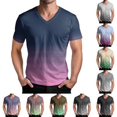 Herr Mode Tryckt V-ringad Kortärmad T-shirt