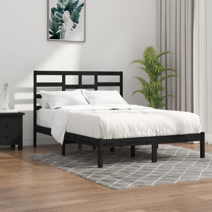 VidaXL Bed Frames Black Solid Wood 140x190 Cm 3105779