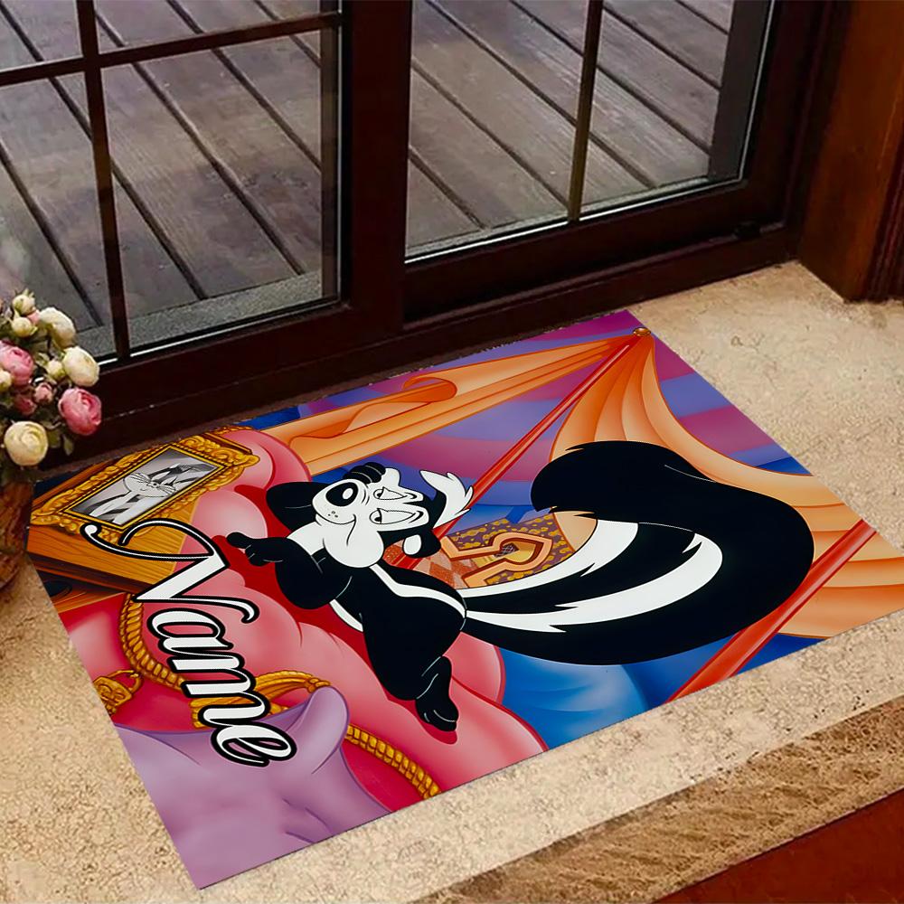 Looney Farm Animal Friends Customize Your Name Floor Rug Office Rug Suitable for Balcony Entryway Dormitory Foyer Anti-slip Rug Anime Office Decor