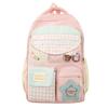 Plaid Backpack Junior High School Student Lightweight Schoolbag Color Block Large Capacity Backpack