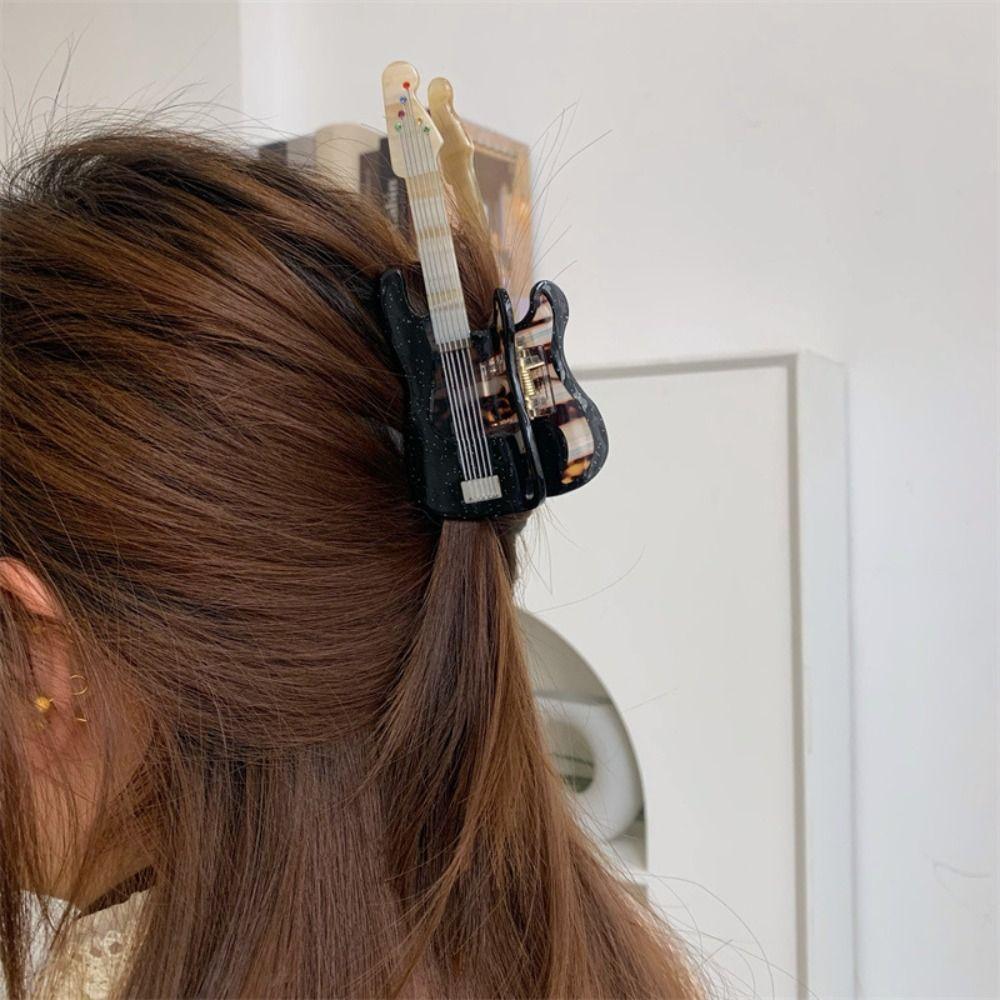 Video Tape Music Hair Clip Acetic Acid Big Shark Clip Personalized Acetate Guitar Hair Claw  Gift