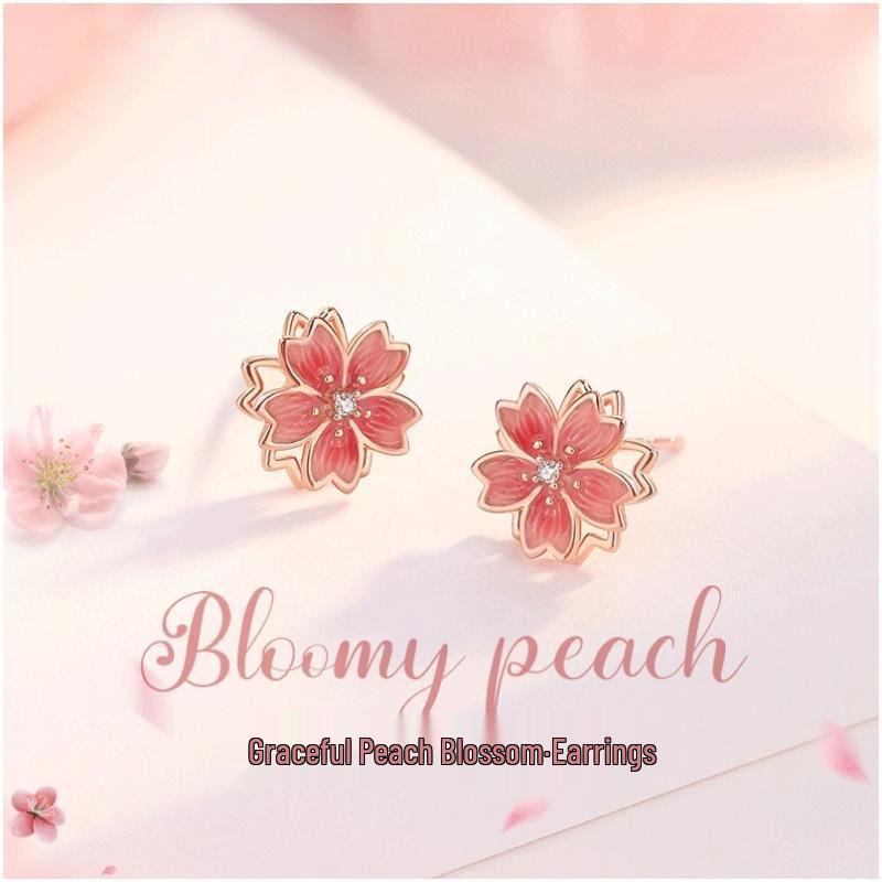 Luxury Flower Jewelry Set: Rotating Pendant Necklace, Stud Earrings & Ring - Elegant Gift for Her