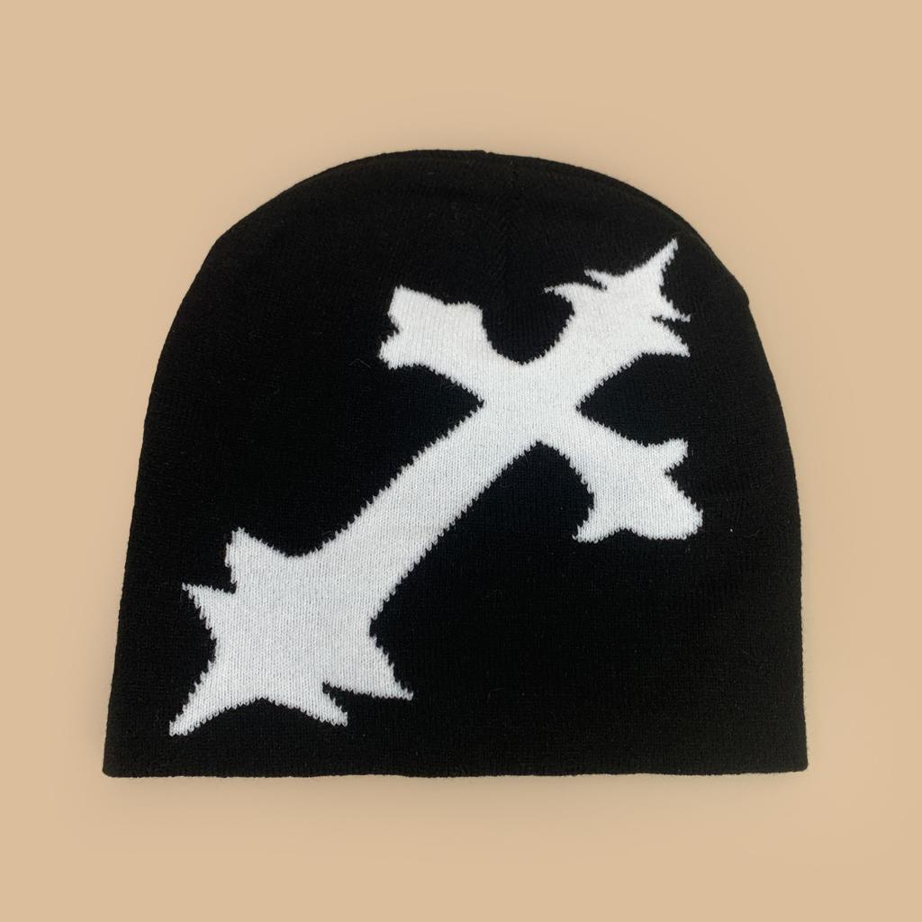 Autumn and Winter Design Cross Jacquard Knitted Hat Men and Women Warm Personality Simple Street Cold Hat Pullover Hat