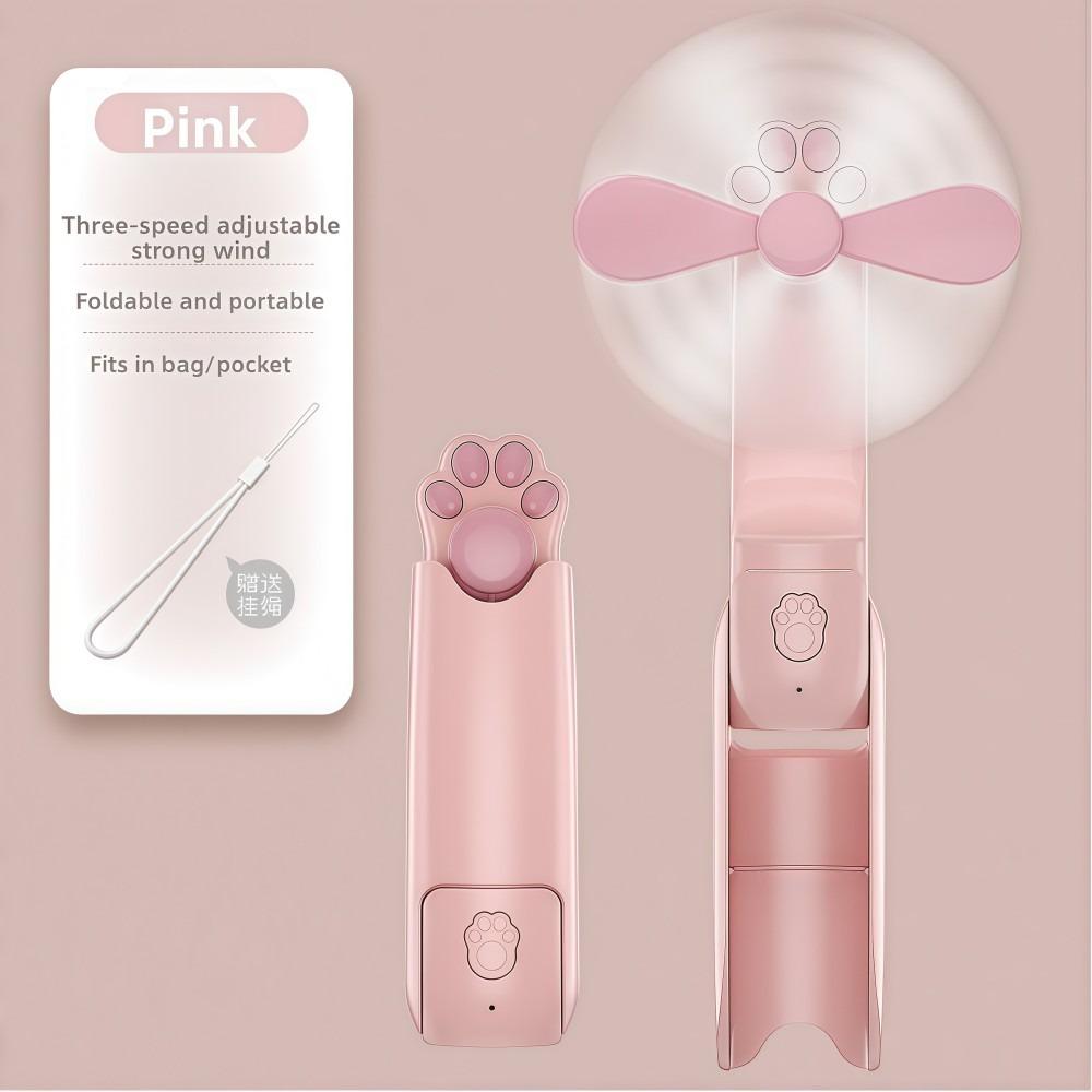

3 IN 1 Handheld Mini Fan 3 Gears USB Rechargeable Folding Flashlight Fan 1200 MAh Lightweight Pocket Silent Fan Summer Outdoor рожевий