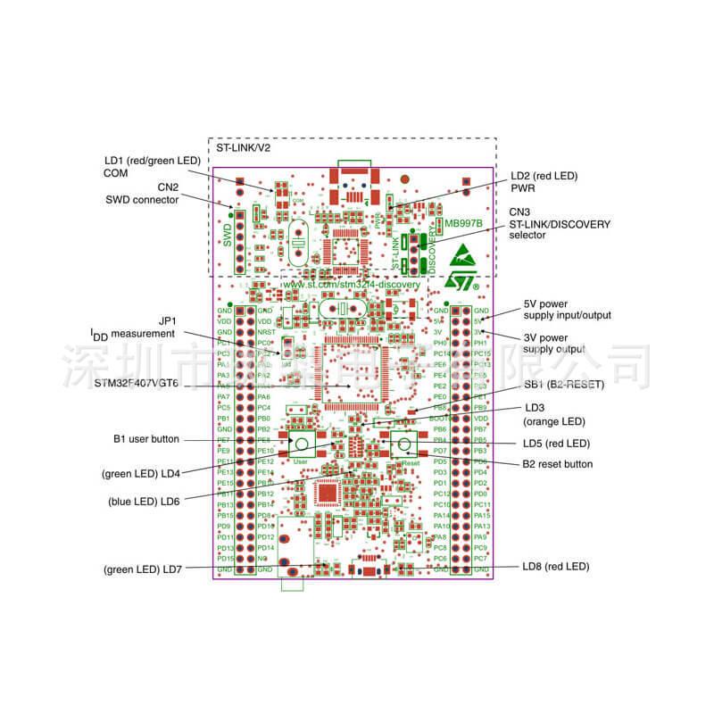 STM32F4DISCOVERY Board with STM32F407G and Integrated ST-LINK/V2 Debugger