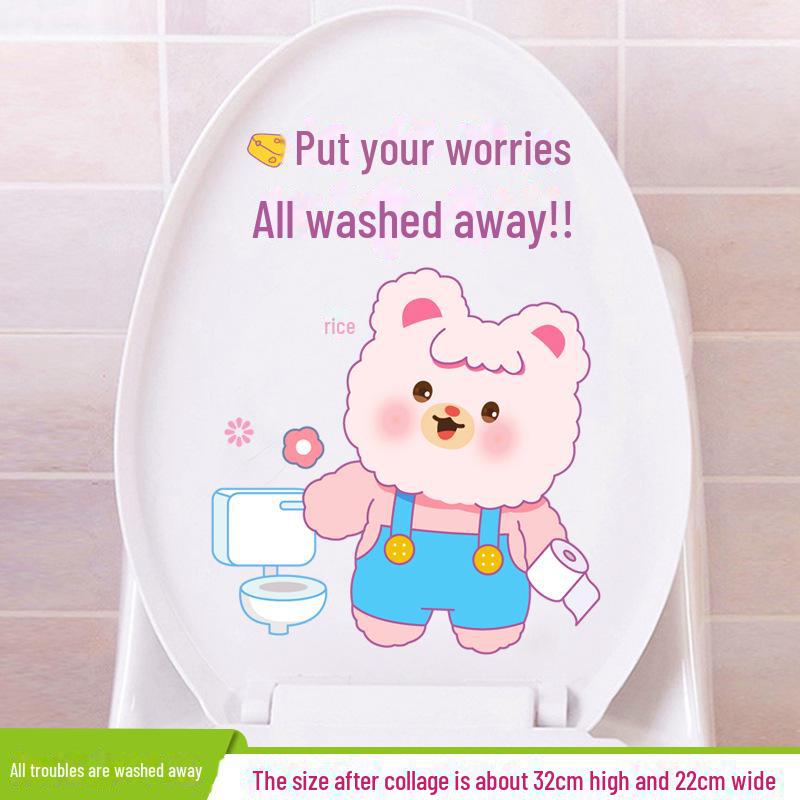 Waterproof Cute Cat Toilet Cover Stickers - Funny, Self-Adhesive, Personality Decor for Bathroom Walls