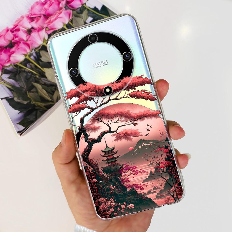 For Honor X9b 5G Case ALI-NX1 Popular Flower Soft Clear Silicon TPU Cover For Honor X9a RMO-NX1 HonorX9 ANY-NX1 Shockproof Funda