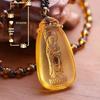 Lace Jizo Bodhisattva Birth Year Guardian Pendant Necklace for Men & Women, Yellow Water Zodiac Design.