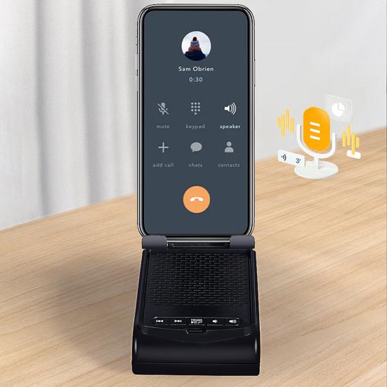 Mobile Phone Holder with Wireless Bluetooth-compatible Speaker Telescopic Great Load Bearing Anti-skid Bottom