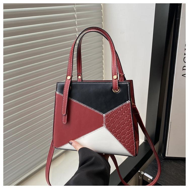 Women's Bag 2025 New Trendy Handbag Korean Version Personalized Contrasting Color Splicing Large-capacity Fashionable Shoulder Messenger Bag