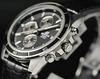 Casio Edifice Chronograph Watch EFR-526L-1AV Men's Black Stainless Steel Leather Strap 42mm 100m
