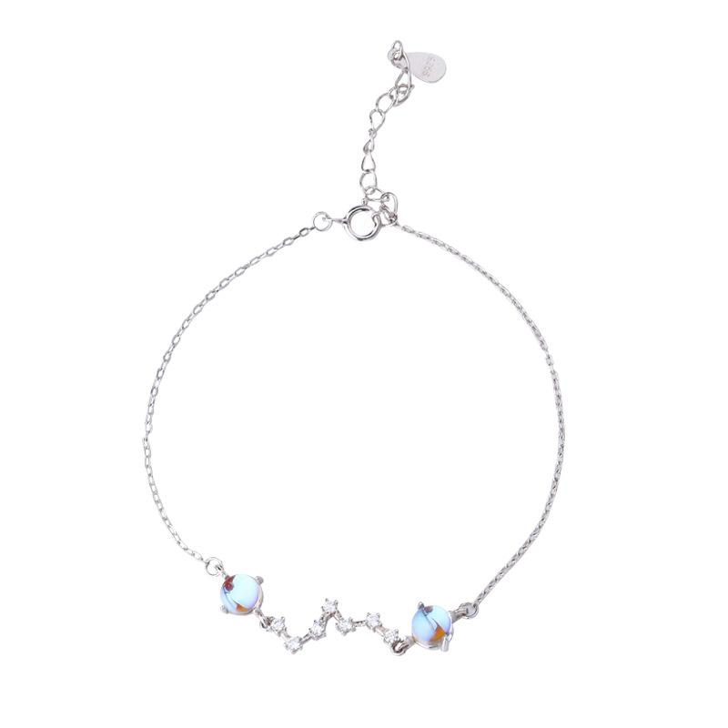 Modna koreańska bransoletka ze srebra próby 925, bransoletka ogniwkowa, bransoletka i bangle z okrągłą kryształową zawieszką dla kobiet, biżuteria ślubna