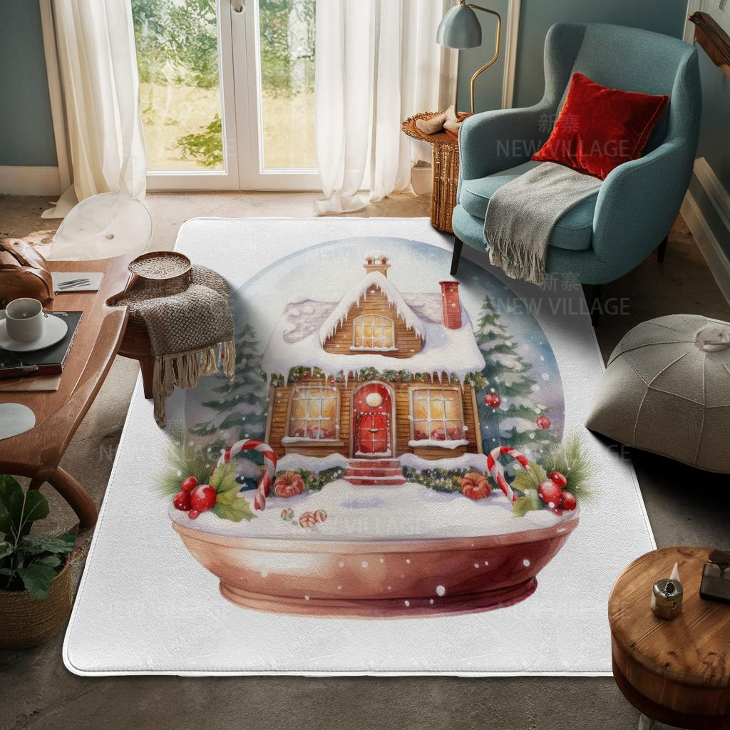 House Entrance Carpet Home Door Mat Living Room Bath Foot Bathroom Non-slip Water Absorption Rugs Bath Merry Christmas Winter