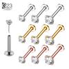 10pcs G23 Titanium Labret Piercing 16G Lip Ring Crystal Lip Piercing Tragus Earring Cartilage Stud Body Pircing Jewelry