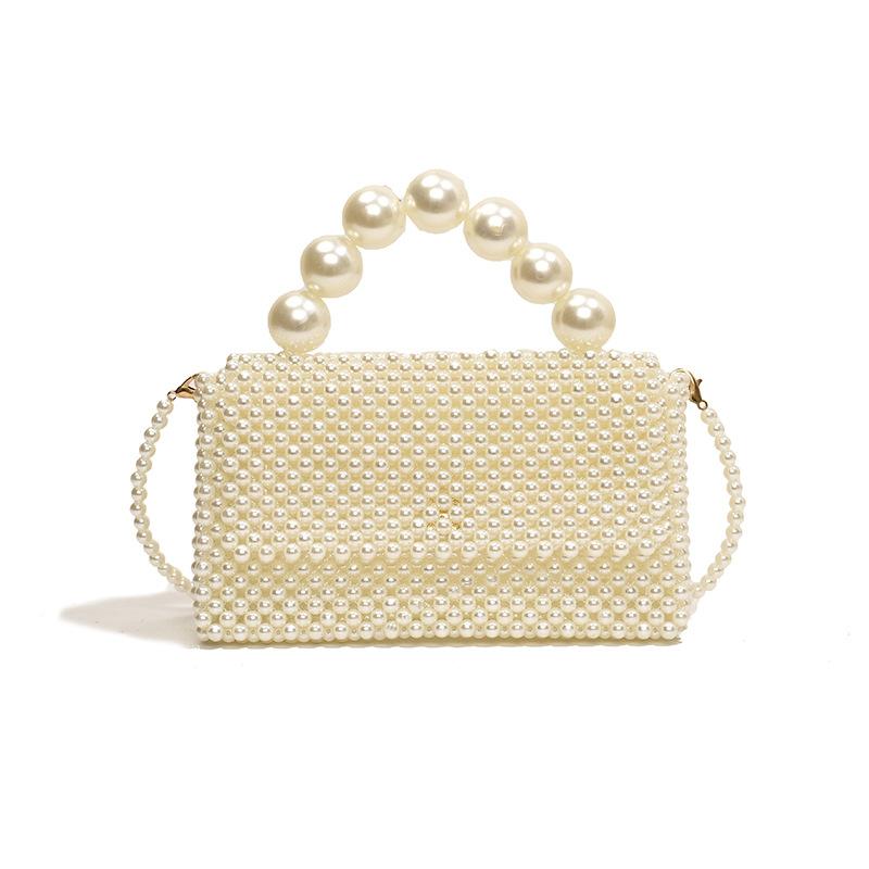 Fairy Bag Summer 2025 New Small Fragrant Wind Pearl Portable Ins Internet Celebrity Women Shoulder Vacation Woven Bag