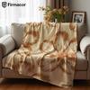 Caramel Line Art Floral Lightweight Microfiber Soft Christmas Fleece Blanket Warm Cozy Throw for Sofa Office Travel All Season