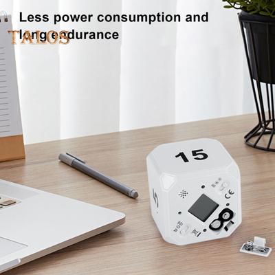 Roterende Kubus Timer 5-15-25-45 Min LED Display Schuifschakelaar Pomodoro Productiviteitstimer Kubus Draagbaar Vibratie Stil Alarm voor Werk Studie Keuken