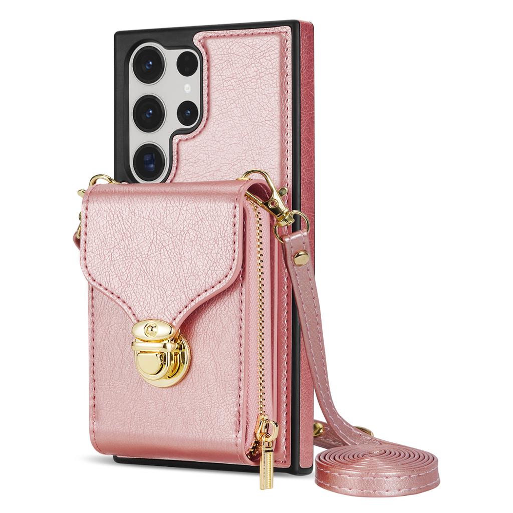 Lanyard Leather Crossbody Case For Samsung Galaxy S26 S25 Ultra S24 S23 FE S22 S21 Plus A36 A56 A37 A14 A54  Wallet Purse Cover