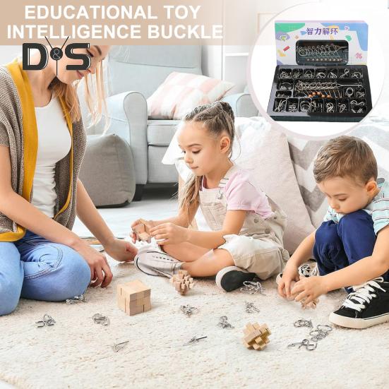 20/25/30/32/40Pcs/Set Metal Puzzle Ring Brain Teaser 3D Wire Puzzle Game Kids Adults Mind Logic IQ Test Educational Unlock Interlock Toy Toddlers
