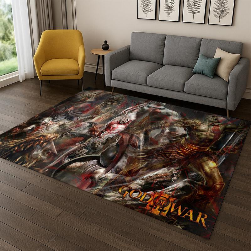 

Retro God of War Game Kratos Carpet Rug for Bedroom Living Room Sofa Playroom Doormat Home Decor,Kid Area Rug Non-slip gift 40x60cm