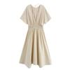 Fashion Style 2024 Summer New Female Excellent Elegant Tight Waist Pleated Short Sleeve Backless Dress 06618931711