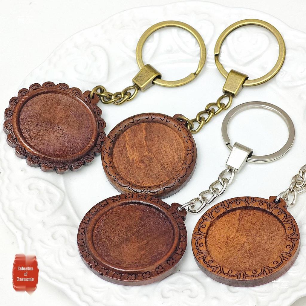 DIY Wooden Lace Base Keyring with Embroidery Kit & Snap Button
