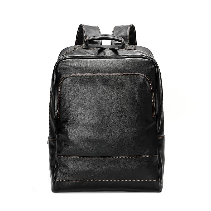 Genuine Leather Men s Large Capacity Business & Travel Retro Backpack 16-inch