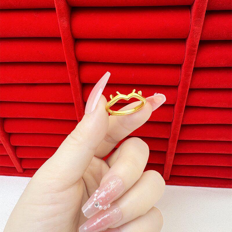 Exquisite Sand Gold Open Ring for Women: High-End Niche Design, Light Luxury Style, Long-Lasting Color, Imitation Gold.