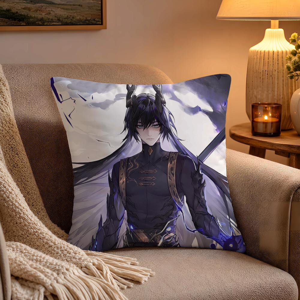 Anime Game DDuet NNight AAbyss Pillow Case Soft Plush Cushion Cover Double Print and Invisible Zipper for Sofa Home Car Use