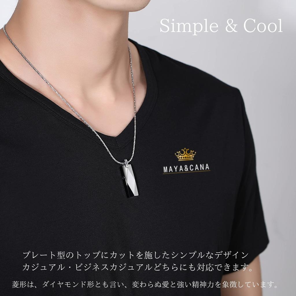 Magnetische Halskette Beliebte 2 magnetische Stücke Wolfram-Anhänger Chirurgenstahl Kette 50cm Geschenkbox enthalten [MAYA&CANA] Herren<Japanese Design>