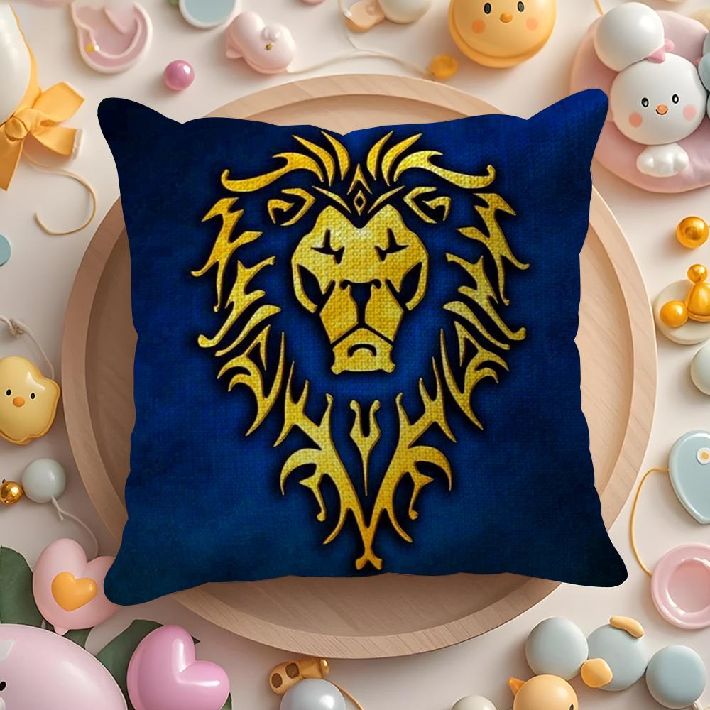 Warcrafts Of World W-Wow Game Cushion Cover Summer Coolness Linen Fabric Double-Sided Printing Pillow Case Sofa Home Decor Gift