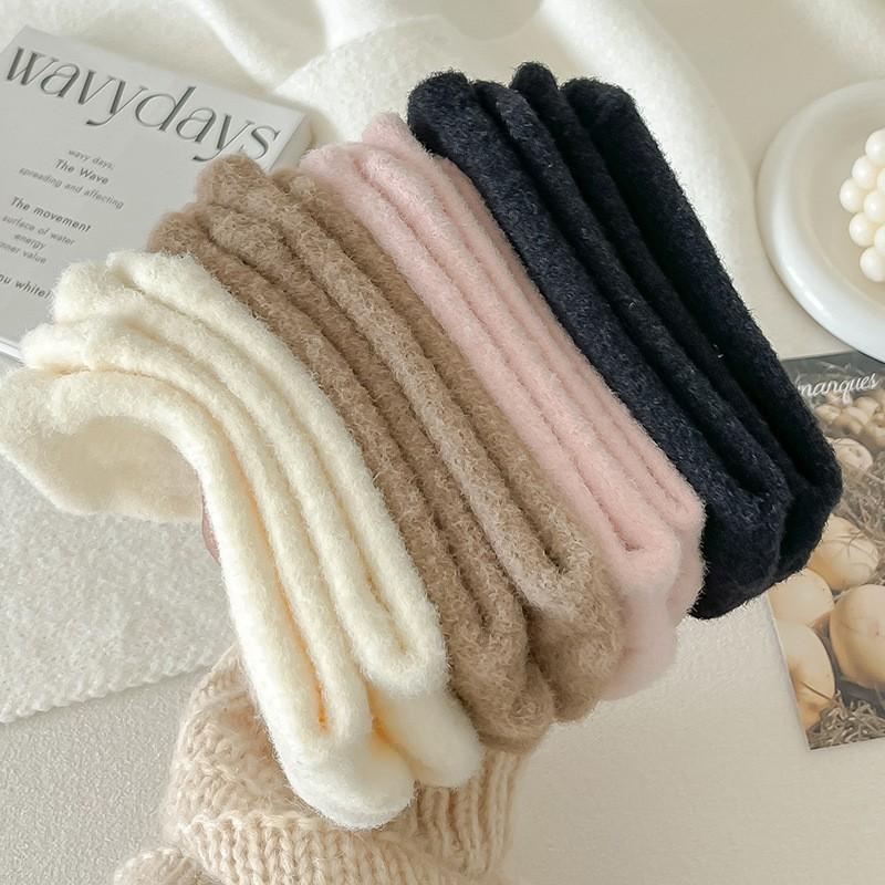 Socks Mink Fleece Tube Socks Season Warm Fleece Thickened Cute Internet Celebrity Furry Sleeping Socks