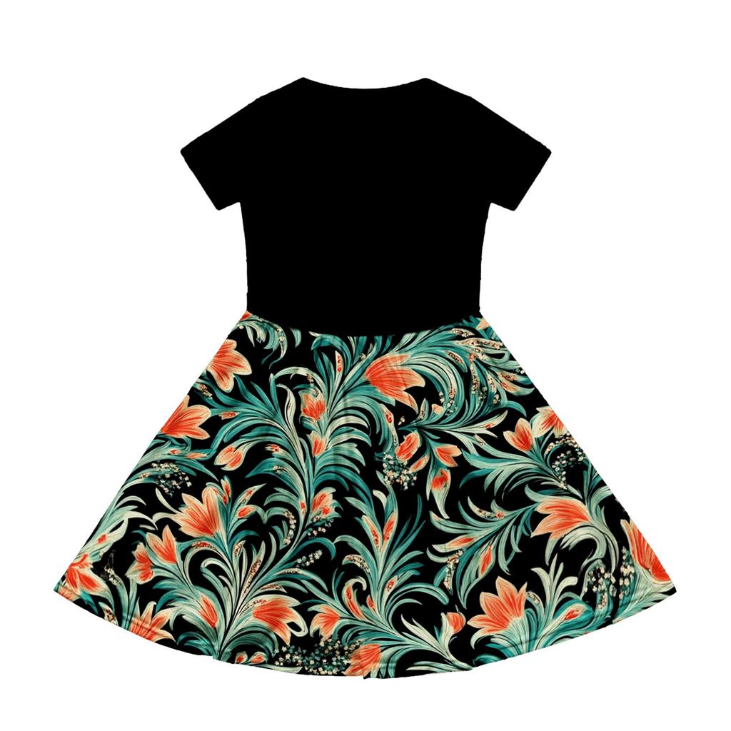 Girl Summer Dress  Solid Color & Print Sleeveless Dress With Pocket Casual Dress Shorts Sleeve Party Dress