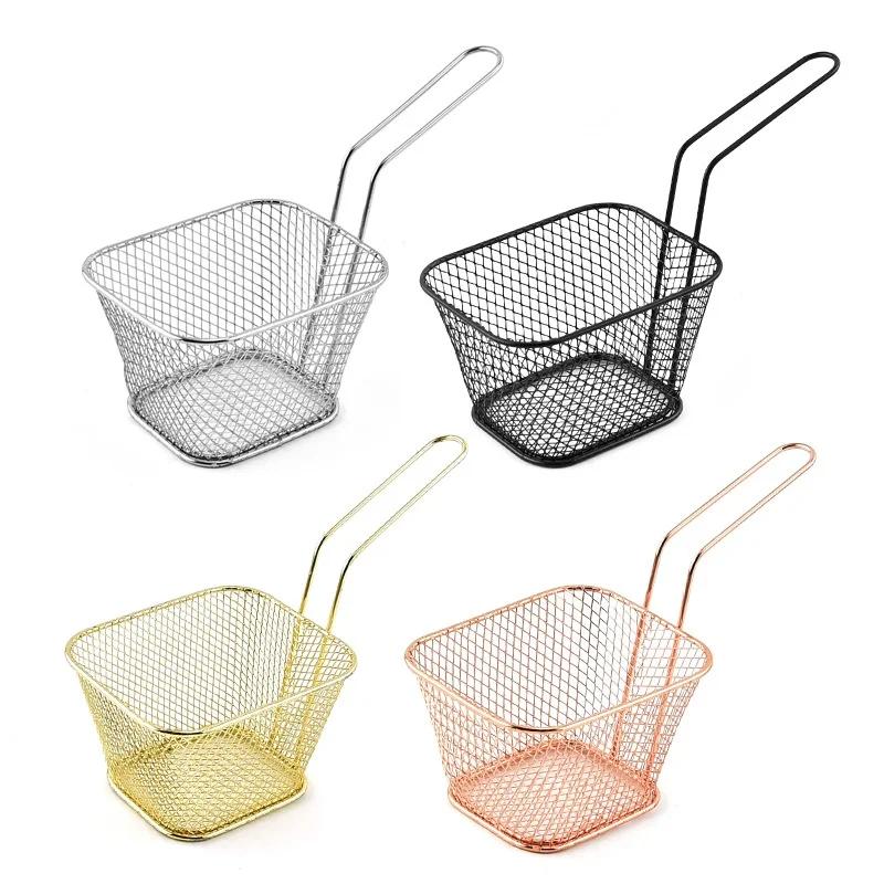 Panier à Friture Chaud Créatif Maille Fine Frites Puce Outil de Cuisine Acier Inoxydable Friteuse Maison Paniers à Frites Filtre