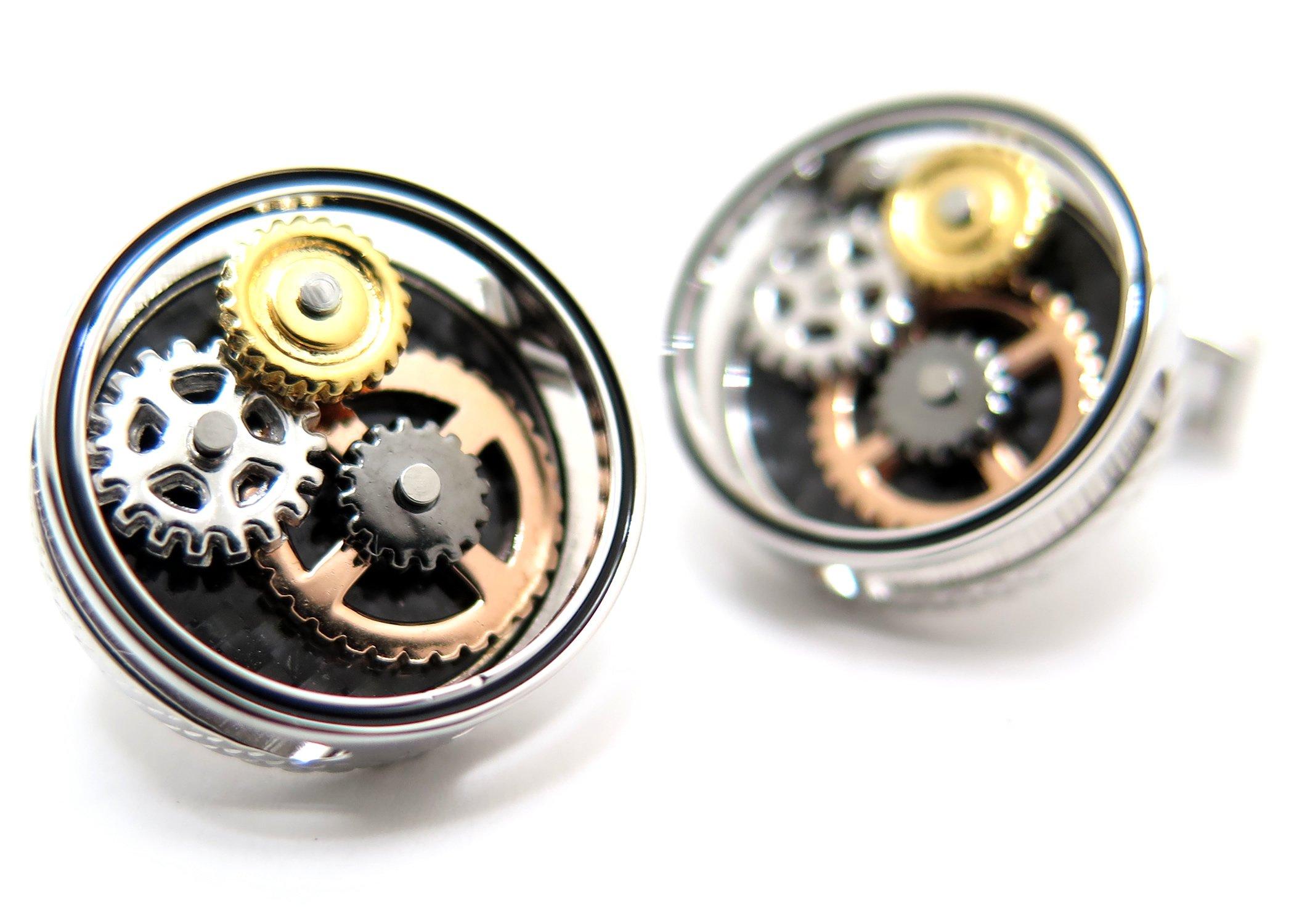 

TATEOSSIAN Mechanical Gear Carbon Cuffs (Palladium) (Cufflinks)
