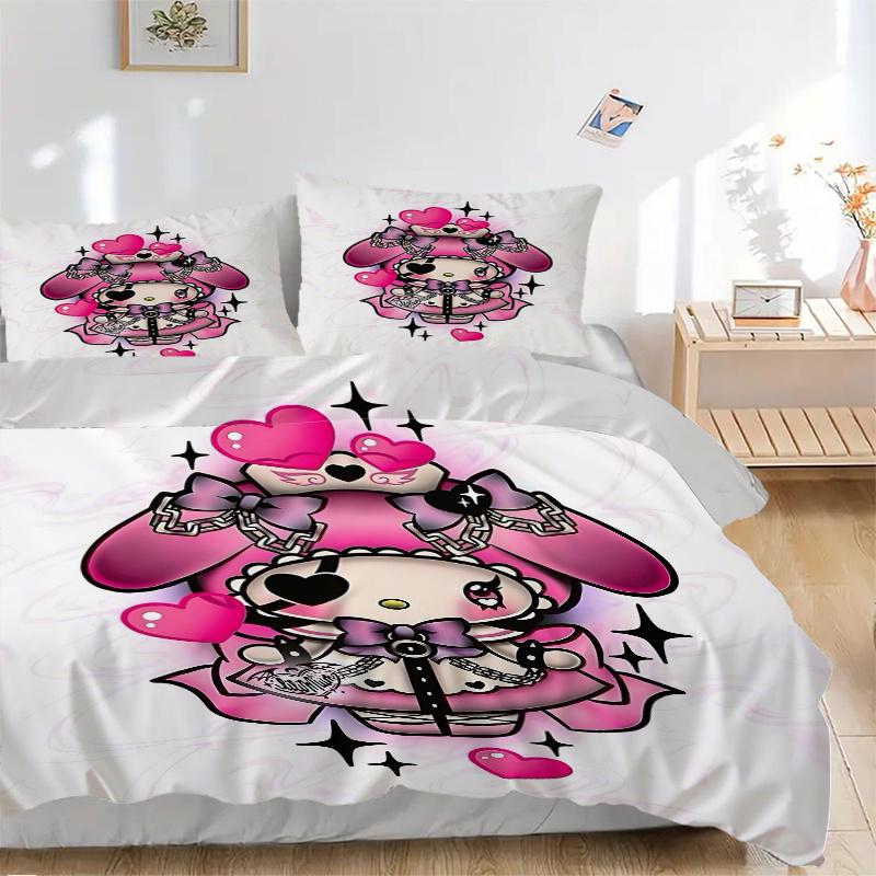 

3pcs My Melody Bedding Set - Includes 1 Quilt Cover and 2 Pillowcases, Comfortable Bedding with Stylish Design for Bedroom H076 135x200cm