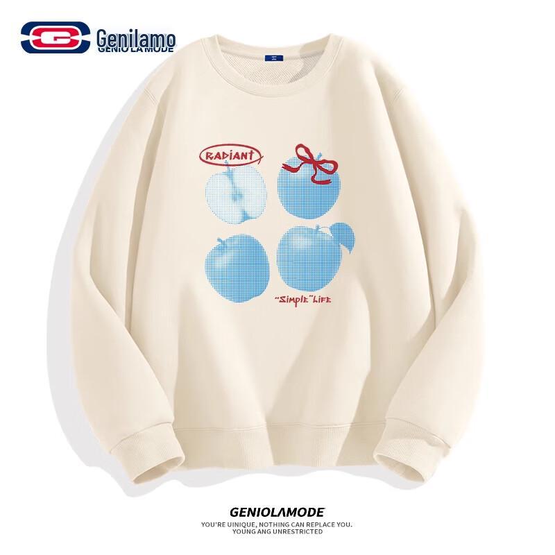 GENIOLAMODE Men s Round Neck Long Sleeve Loose Fit Printed Sweatshirt XL
